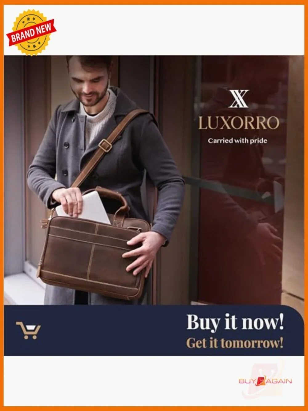 Full-Grain Leather Briefcase Laptop Bag Messenger Work